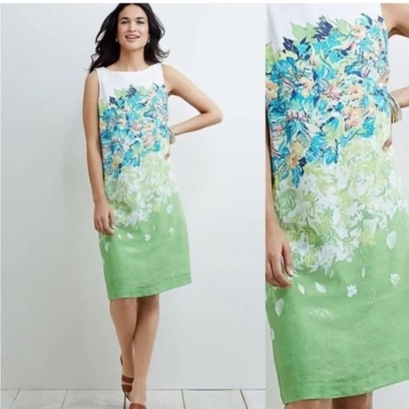 J. Jill Dresses & Skirts - J.Jill Love Linen Multicolored Floral Print Sleeveless Lined Dress Size XL